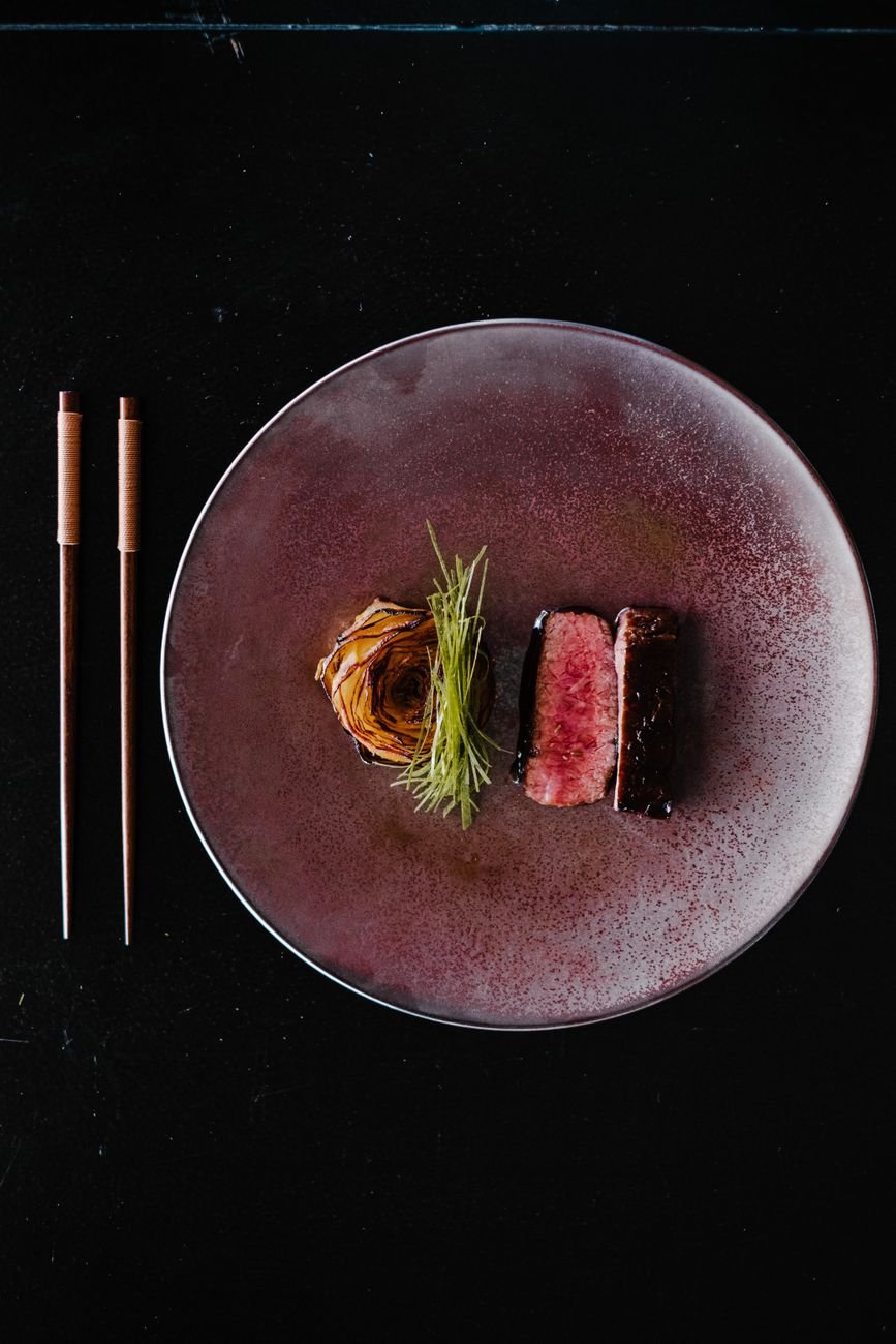 Wagyu steak plating